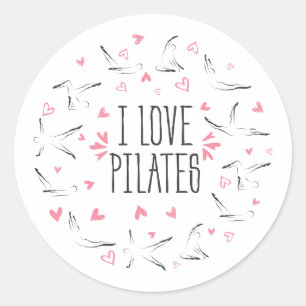 IK VIND PILATEN Pilates Poses in de vorm van een c Ronde Sticker