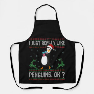 Ik vind Pinguïns echt leuk Ok Leuk Kerstfeest Schort