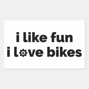 Ik vind plezier leuk, ik hou van fietsen rechthoekige sticker