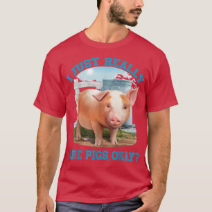 Ik vind varkens gewoon echt leuk, oké Cute jonge v T-shirt