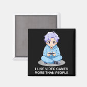 Ik vind videogames leuker dan mensen Funny Gamer A Magneet (Voorkant / Achterkant)