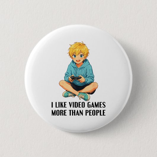 Ik vind videogames leuker dan mensen Funny Gamer A Ronde Button 5,7 Cm (Voorkant)