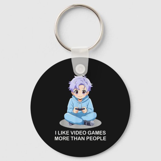 Ik vind videogames leuker dan mensen Funny Gamer A Sleutelhanger (Voorkant)
