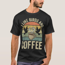 Ik vind vogels en koffie Retro vintage zonsonderga