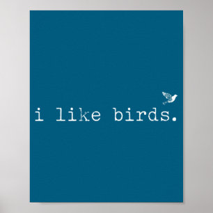 Ik vind vogels leuk, grappige minimalistische voge poster