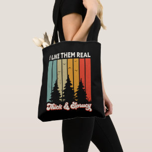 Ik vind ze echt dik en sprucey retro boom kerstbal tote bag