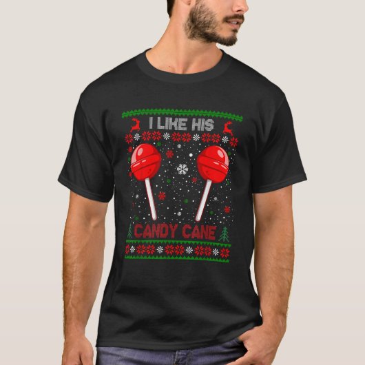Ik vind zijn Candy Cane snoepjes Grappige koppels T-shirt (Voorkant)