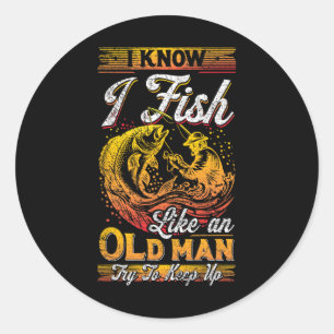 Ik vis als een oud Man Ronde Sticker