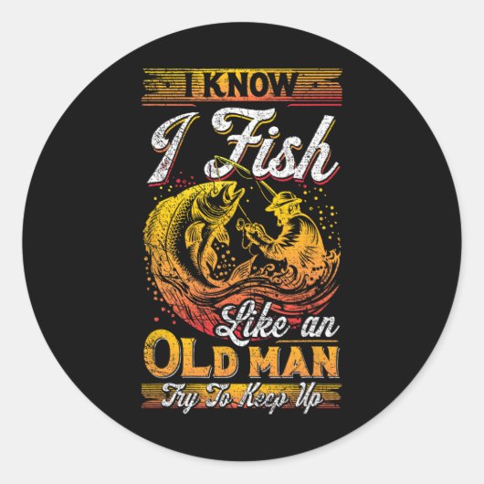 Ik vis als een oud Man Ronde Sticker (Voorkant)