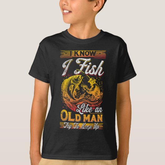 Ik vis als een oud Man T-shirt (Voorkant)