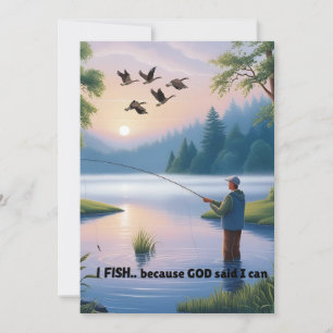Ik vis omdat God zei dat ik het kan – Mannen Gevis Feestdagenkaart