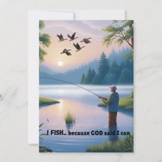 Ik vis omdat God zei dat ik het kan – Mannen Gevis Feestdagenkaart