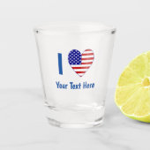 Ik (Vlag VS Hart) Uw Tekst Shot Glas (Voorkant)