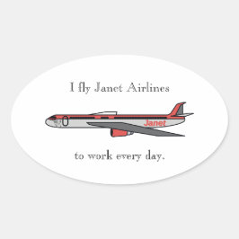 Ik vlieg Janet Airlines Ovale Sticker