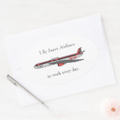 Ik vlieg Janet Airlines Ovale Sticker (Envelop)