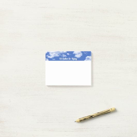 "Ik vlieg liever", merkt Sky Plane op Post-it® Notes (Op bureau)