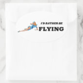 Ik vlieg liever met Pin-up Flight Attendant grappi Ovale Sticker (Tas)