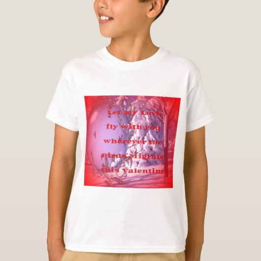 Ik vlieg met je naar valentijn.png t-shirt (Voorkant)