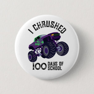 Ik vloekte 100 dagen groene monstertruck op school ronde button 5,7 cm
