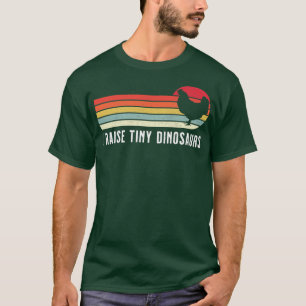 Ik voed kleine dinosaurussen grappige retro kip ca t-shirt