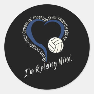 Ik voed mijn volleybal mam volleybal mam op ronde sticker