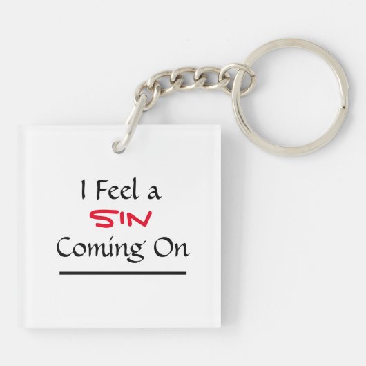 "Ik voel een zonde aankomen", zinsnede Sleutelhanger (Achterkant)