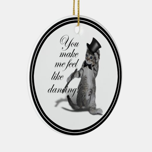 Ik voel me Dansend. Tik danskat Keramisch Ornament (Rechts)