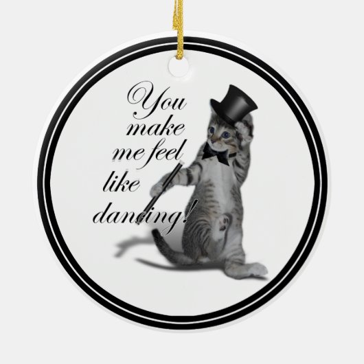 Ik voel me Dansend. Tik danskat Keramisch Ornament (Achterkant)