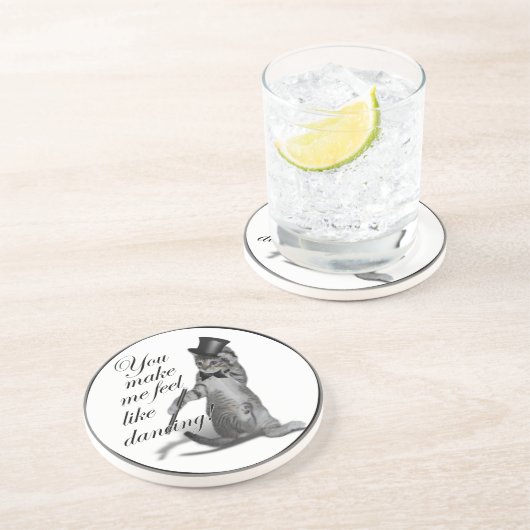 Ik voel me Dansend. Tik danskat Zandsteen Onderzetter (Zijkant)