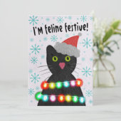 Ik voel me feestelijk kat feestdagenkaart (Staand voorkant)