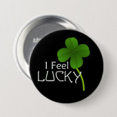Ik voel me gelukkig met Four Leaf Clover Ronde Button 7,6 Cm (Voorkant /achterkant)