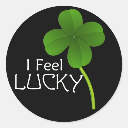 Ik voel me gelukkig met Four Leaf Clover Ronde Sticker (Voorkant)
