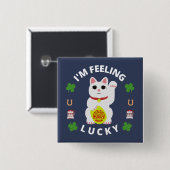 Ik voel me gelukkig vierkante button 5,1 cm (Voorkant /achterkant)