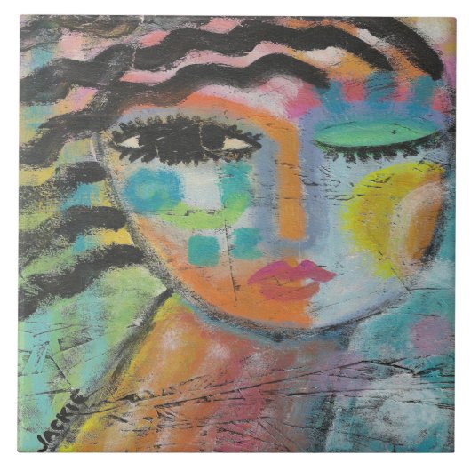 Ik voel me goed Abstract acrylverf op OSB Board Tegeltje (Voorkant)