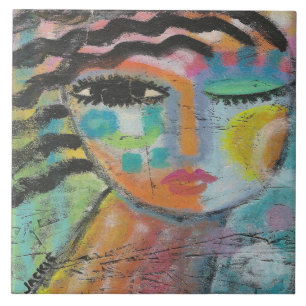 Ik voel me goed Abstracte acrylverf op OSB Board Tegeltje