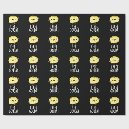 Ik voel me Gouda Funny Cheese Pun Dark BG Cadeaupapier (Vlak)