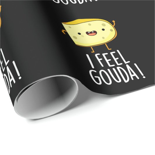 Ik voel me Gouda Funny Cheese Pun Dark BG Cadeaupapier (Rol Hoek)