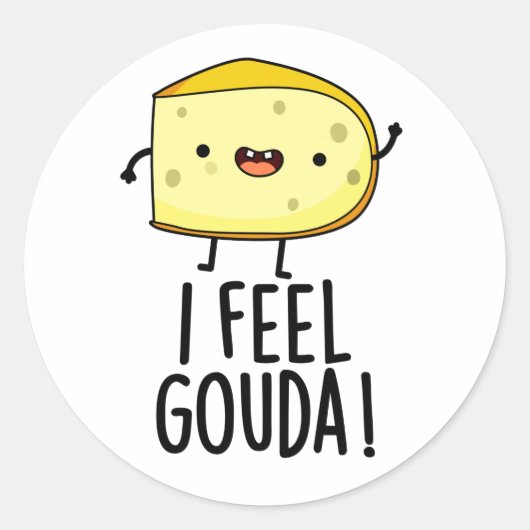 Ik voel me Gouda Funny Cheese Pun Ronde Sticker (Voorkant)