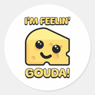 Ik voel me Gouda! Schattigee Cartoon Ronde Sticker