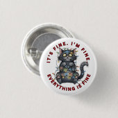 Ik Voel Me Prima Alles Is Prima Grappige Kerstkat Ronde Button 3,2 Cm (Voorkant /achterkant)