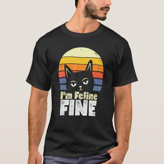 Ik Voel Me Prima Kat Zonsondergang T-shirt (Voorkant)