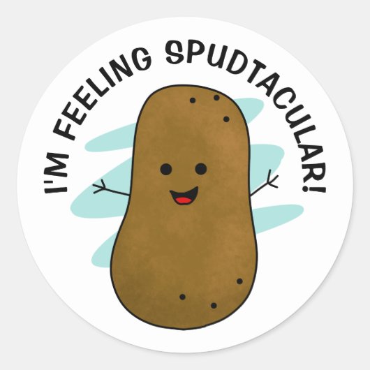 Ik Voel Me Spudtaculair Aardappel Ronde Sticker (Voorkant)