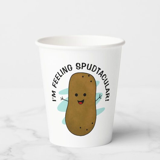 Ik voel me spudtaculaire aardappel papieren bekers (Achterkant)