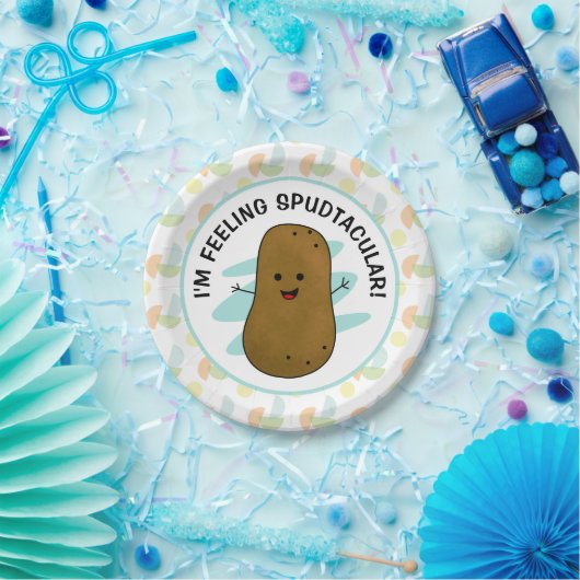 Ik voel me spudtaculaire aardappel papieren bordje (Feest)