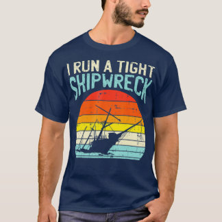 Ik voer een Tight Shipwreck Sunset Retro Ouderscha T-shirt