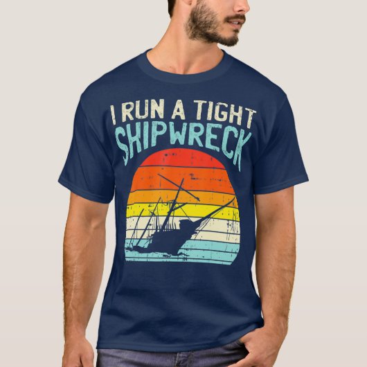 Ik voer een Tight Shipwreck Sunset Retro Ouderscha T-shirt (Voorkant)