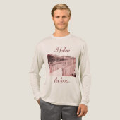 "Ik volg de liefde" Roze strand Walkway Art Tekeni Tri-Blend Shirt (Voorkant)