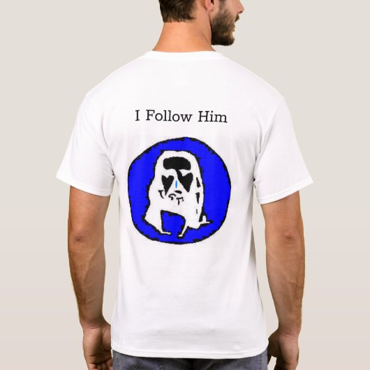 Ik volg hem/Jezus als liberaal T-shirt (Achterkant)