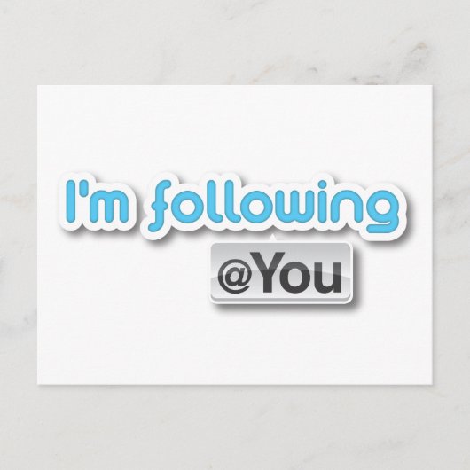 "Ik volg het Briefkaart van @you" (Voorkant)