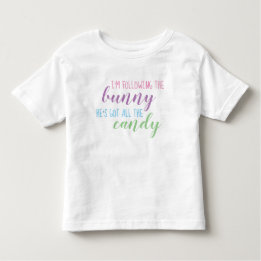 Ik volg het konijn dat hij al het snoep heeft. kinder shirts